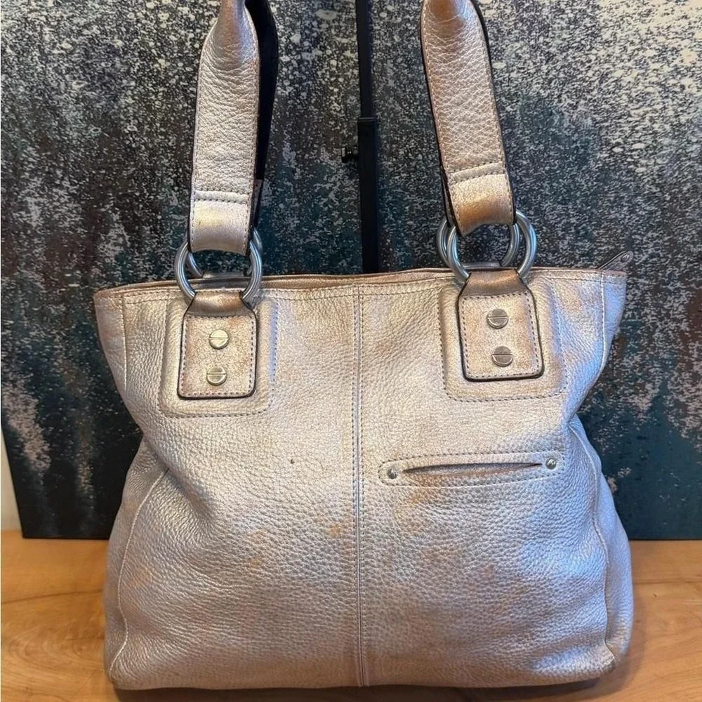 B. Makowsky Vintage Y2K Metallic Leather Shoulder Bag